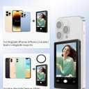 Wireless Vlog Selfie Monitor Screen: 4K 30fps Rear Camera Recording for Vlogging with iPhone Android , Built-in Speaker & Remote Zoom Selfies Magnetic Phone Monitor for TikTok YouTube Live Stream