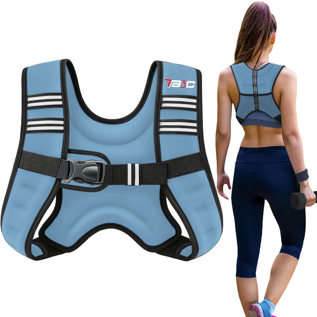 Weighted Vest Woman - 6lb, Womens Weight Vest for Walking, Strength Training Weight Vests for Men, Reflective Stripe Fitness Vest for Workout Running Jogging (Blue)