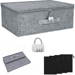 Discreet Lockable Storage Toy Bag Box Organizer Container Case 15x 9.9 x 5.1 Inches (Gray) (Grey)