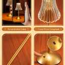 One Fire Gold Lamps Set of 2, 3 Colors Bedside Lamp Set of 2, Dimmable Bedroom Lamps Vintage Lamp,Rechargeable Nightstand Lamp, Table Lamp for Bedroom Living Room Bathroom Hotel Bar