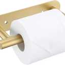 Brushed Gold Toilet Paper Holder, Upgraded SUS304 Stainless Steel Toilet Roll Holder, Modern Double Base Paper Towel Holder Wall Mount for Bathroom, Kitchen, Washroom