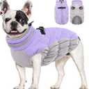 AOFITEE Dog Coat, Warm Dog Jackets for Small Dogs, Dogs Winter Coat with Harness Built in, Reflective Pet Winter Jacket, Waterproof Windproof Puppy Puffer Jacket Fleece Vest, Lilac XS