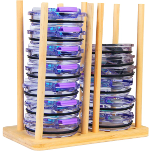 VEEBELL Adjustable Tumbler Lid Organizer - Lid Storage Rack for Tumbler - Water Bottle - Cup Lid Holder - Water Bottle Lid Organizer for Cabinet - Cup Lid Holder