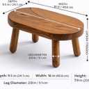 Teak Step Stool Heavy Duty Wooden Stepping Stools for Adults Kids with 4 Legs,Bed Steps for High Beds