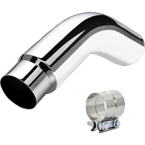 4-6 Inch Exhaust Elbow - Diesel ExhaustTip with Clamp, 4" Inlet 6" Outlet Chrome/Silver Finish,No-Weld Installation for Trucks, Cars, Pickup