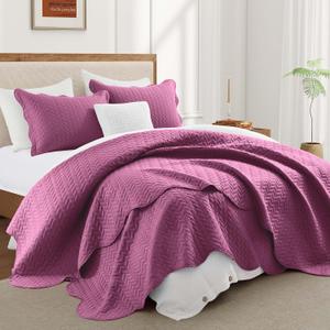 IR Imperial Rooms Twin Quilt Bedding Set Size (68 x 86) + 1 Pillow Shams (20 x 26 + 2) - 2 Pcs All Season Lightweight Reversible Microfiber Coverlet Embossed Quilt Bedspread (Purple)