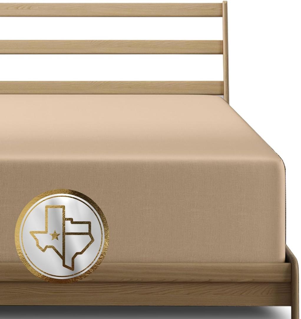 TEXAS LINEN CO. Premium Egyptian Cotton King Size Fitted Sheet Only - 22" Extra Deep Pocket King Fitted Sheet (Taupe), Easy Snug Fit, Soft Cooling Sateen Weave, Luxury Hotel Quality Bottom Sheets