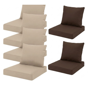 Outdoor Seat Cushion Cover Set of 5, Patio Cushion Covers Replacement Waterproof Backrest and Deep Seat Cushion Covers Set for Patio Furniture (24 x 20 Inch, 24 x 24 x 4 Inch, 3 Beige and 2 Brown)