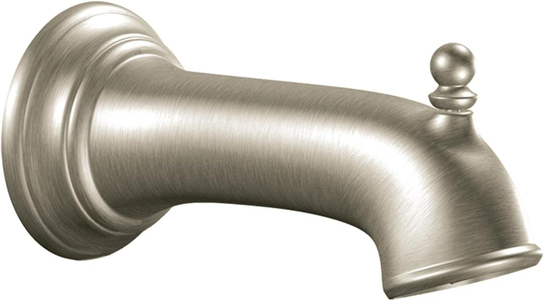 Moen Brantford Brushed Nickel Replacement 7.25-Inch Tub Diverter Spout with 1/2-Inch Slip Fit Connection, 3857BN (0.5)