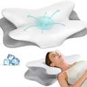 Cervical Neck Pillow, Memory Foam Pillows for Neck and Shoulder Pain Relief, 2 Heights Ergonomic Pillow with Breathable Ice Silk Cover, Neck Support Pillow for Side Back Stomach Sleepers, Odorless
