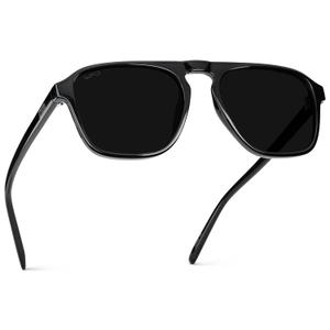 WearMe Pro Polarized Modern Aviator One-Bridge Square Mens Sunglasses (Black / Triple Black Lens)