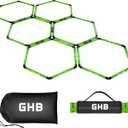 GHB Hex Agility Rings Speed Rings with Carrying Bag 6 Set Portable Hexagon Rings, Agility Ladder for Agility Footwork Training (Green)
