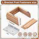 Blulu 1 Set 3-1/2" Newel Post Mounting Kit 4 Pcs L Bracket Metal Post Anchor with 4 Pcs Red Oak Wooden Trim Deck Base Fasteners for Fastening Handrails Balustrades to Stairs and Floors