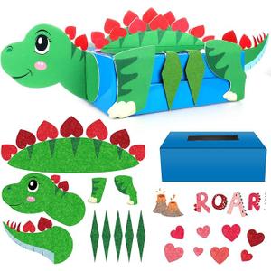 Fjoron Valentines DIY Mailbox for Boys Girls Valentine's Day Dinosaur Card Box Mail Box Crafts School Classroom Gifts Exchange Valentines Party Favors Kits(Dinosaur Style)