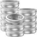 75 Pcs Clear Window Aluminum Round Cans,Candle Containers with Screw Lid,2 Oz Metal Round Tins for Crafts,Cosmetic, DIY