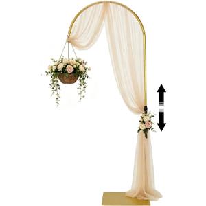 Heavy Duty Half Wedding Arch Backdrop Stand with Hooks Adjustable 5.6-7.6FT