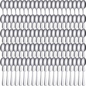 100 Pcs Demitasse Espresso Spoons Stainless Steel Bulk, 4.33'' Small Mini Coffee Tasting Dessert Spoons for Kitchen Dessert, Tea, Appetizer, 1.18'' Wide(Classic Style,Silver)