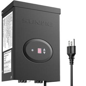SUNVIE 200W Low Voltage Landscape Lighting Transformer with Timer and Photocell Sensor Waterproof Low voltage Transformer for LED Landscape Lights Path Lights Outdoor Spotlight 120V to 12V, ETL Listed