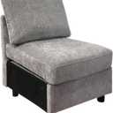 WUTUTUEE Middle Seat Module for Modular Sectional Couch Sofa, Living Room Accent Armless Sofa Chair with Storage & Pillow, Modern Side Sectional Middle Unit, Chenille Light Grey