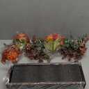 Dahey Centerpiece Table Decorations for Dining Room Farmhouse Living Room Fall Table Centerpieces Decor Wood Tray with 3 Artificial Flowers and 2 Eucalyptus for Kitchen Table, Orange