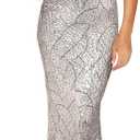 Women One Shoulder 1920s Plus Size Formal Dress Tassels Sleeve Sequins Gatsby Maxi Evening Gown (Medium)