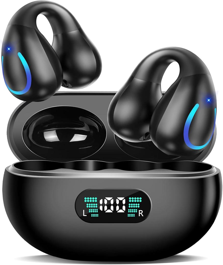 AI Language Translation Earbuds, Clip on Earbuds Wireless Headphones Real-Time Translator for 144 Languages & Accents Headphones Translator Ideal for Travel Business Learning Translation Device (Black)