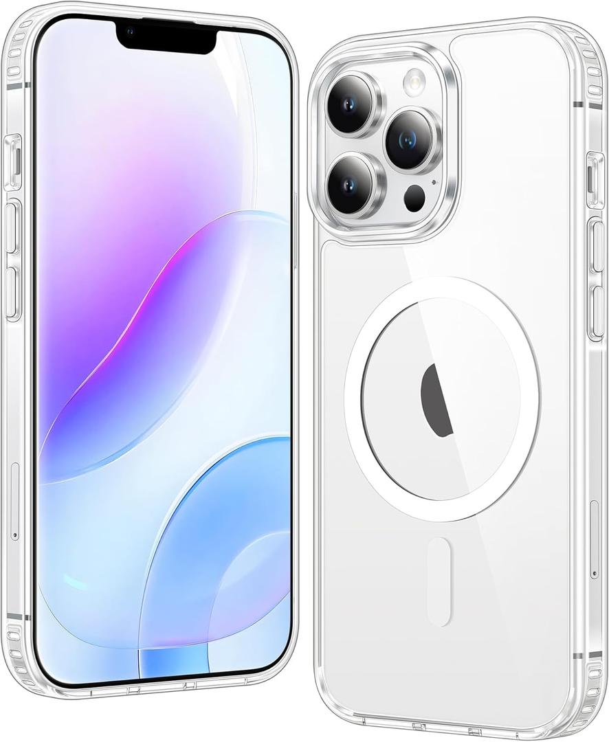 FNTCASE for iPhone 12 Pro-Max Case: Clear Magnetic Phone Cases Compatible with Magsafe Slim Anti Yellowing Military Grade Drop Protection Rugged Protective Transparent Cell Phone Cover (A-Clear)