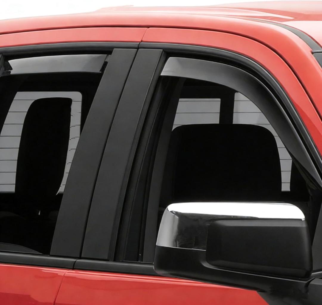 in-Channel Rain Guards Window Visors for 2004-2014 Ford F-150 | Super/Extended Cab, Window Deflectors, Vent Visor, Sun Shade, Truck Accessories, Dark Smoke, Driver Passengers Side