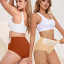 Women's Cotton Underwear High Waisted Tummy Control Panties 5 Pack (L)
