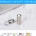 Titanium Large Size Keychain Pill Holder Pill Container with Carabiner Pill Case, Portable Pill Case for Purse, Backpack, Keyring Watertight Travel Pill Container for Medicine (Silver)