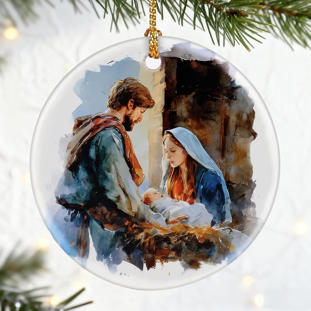 Christian Gifts: Nativity Scene Christmas Ornaments | Religious Christmas Decorations, Christian Holiday Decor, Holy Family Ornament, Religious Gift, Baptism Gift & Unique Faith Festival Gifts