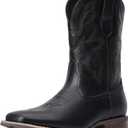Cowboy Boots For Men - Western Boot Men's Cowboy Boots With Square Toe | Cowboy Western Boot | Pull-on Boots| Old West Style Embroidered (10.5, Black)