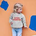 GLIGLITTR Toddler Baby Boy Valentines Sweatshirt Outfit Long Sleeve Stud Muffin Letter Print Pullover Shirt Clothes (Gray)
