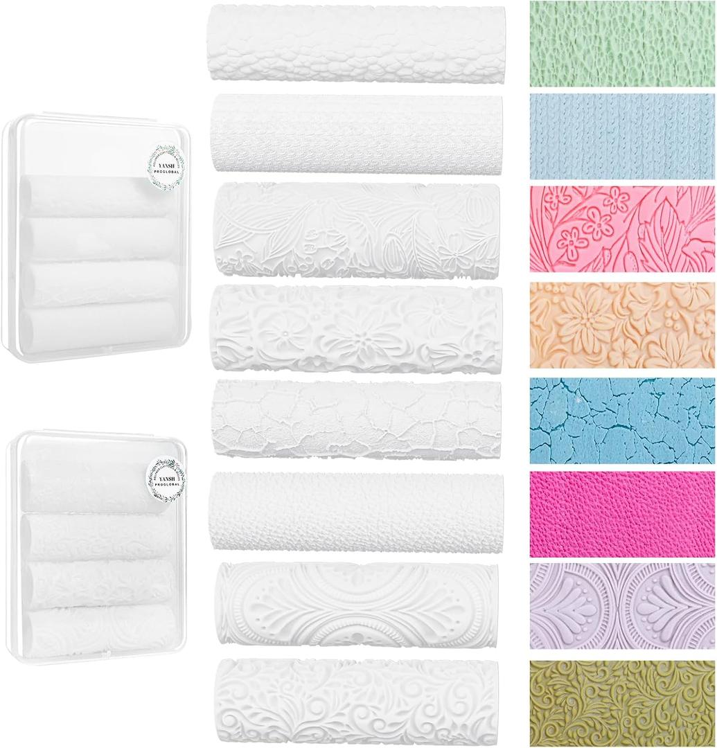 7 Pcs Polymer Clay Texture Roller, Embossing Pottery Texture Rollers for Jewelry Making, Like Polymer Clay Texture Sheets, Work with Polymer Clay Cutters (YANSH PROGLOBAL)