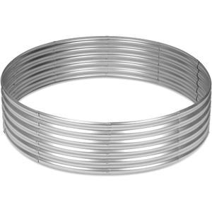 OUSHENG 5x5x1ft Round Galvanized Raised Garden Beds Outdoor, Steel Fire Pit Ring Flower Planter Large Metal Above Ground Boxes Kit for Gardening Vegetables Outside