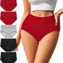 ASIMOON Tummy Control High Waisted Underwear for Women Cotton Plus Size Full Coverage Panties Ladies Briefs