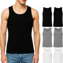 Athllete Mens Athletic Fit Tank Tops 6 Pack - 100% Cotton Breathable Sleeveless Undershirts (XX-Large, 2 White + 2 Black + 2 Heather Gray  6 Pack for)
