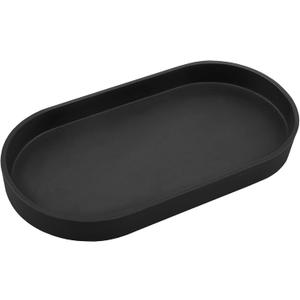Black Small Tray (10 inch), Oval Tray for Kitchen Counter, Bathtub Bathroom Vanity Items, Countertop Organizer, Coffee Accessory, Bar, Serving Seasoning, Salt and Pepper, Soap, Perfume. (10.2" x 5.5" x 1.1")