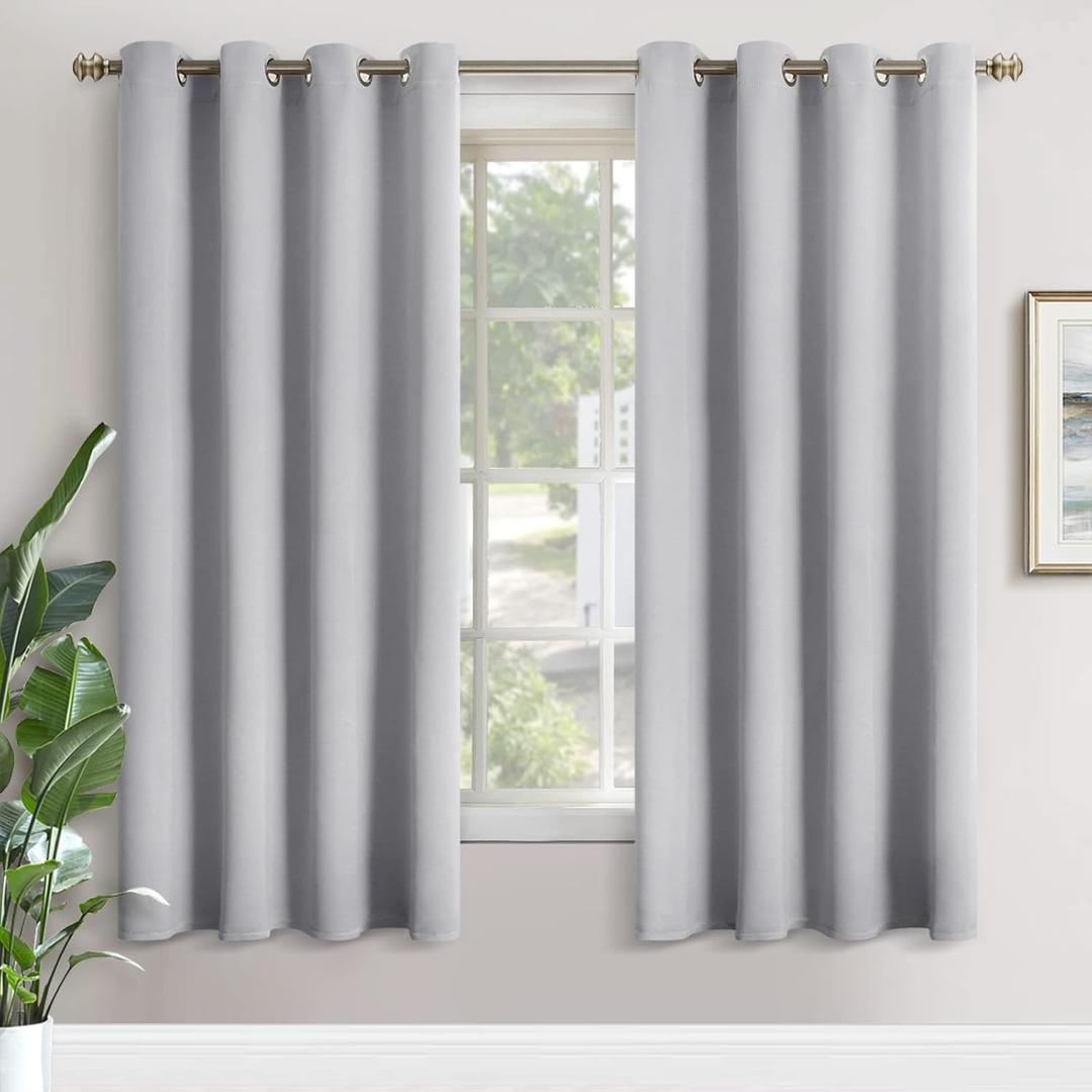 YoungsTex 72 Inch Length Blackout Curtains for Living Room - Light Grey Thermal Insulated Drapes with Grommet for Bedroom Dining Room Darkening, 2 Panels, 52 x 72 Inch
