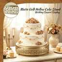 14 Inch Gold Cake Stand,Round Floral Lace Metal Display Tray