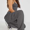 Waitfairy Wide Leg Sweatpants Women Cargo Pants Fleeece High Waisted Baggy Sweatpants for Women Casual Pants with 8 Pockets (XL)