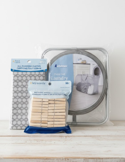 Essential Laundry Care Set
Streamline your chores with this practical 3-piece kit! Includes a pop-and-fold mesh laundry hamper, 50 natural wood clothespins, and a pack of multi-purpose cleaning cloths. Durable, organized, and perfect for every home.