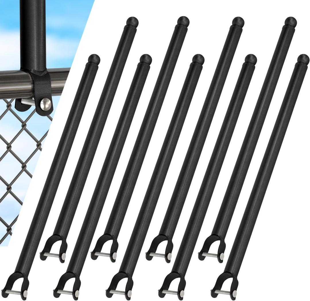 WIMART 25.2" Chain Link Fence Extension, Fits 1-3/8" Rail, Black, 9 Pack