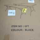 Set of 2 Folding Table 6 FT Lightweight Camping Table Black Portable Plastic Rectangular Outdoor Dining Table Steel Legs Fold-in-Half with Carrying Handle for Indoor,Picnic,Party,Wedding,Events
