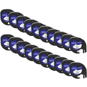 20PK Plastic Label Tapes Compatible with LT-100H Printer Supplies for Part Number 91201 EVA LT100H(Black on Clear)