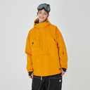 SNOWVERB Baggy Anorak Snowboard Jacket Waterproof Half Zip Ski Coat Hooded Insulated Winter Snow Jacket Men Women (X-Large, Orange)
