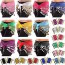 10 PCS Belly Dance Skirt and 20 PCS Belly Dance Wrist Ankle Bracelets Multicolor