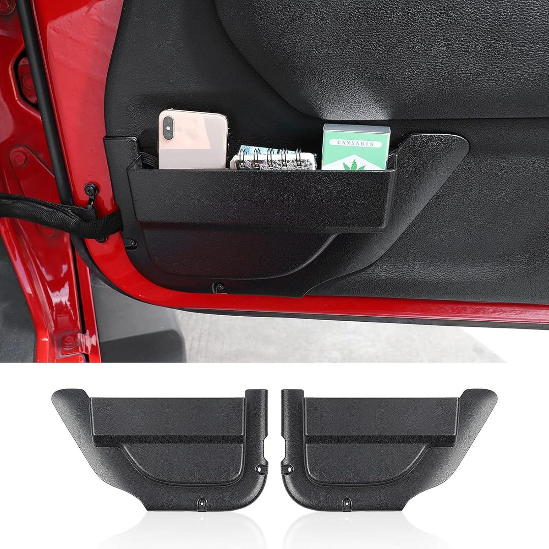 JeCar Front Door Storage Boxes Door Net Replacement Interior Accessories for Jeep Wrangler JK JKU 2011-2018