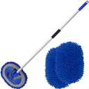 anngrowy 62" Microfiber Car Wash Brush with Long Handle Car Washing Mop Kit Mitt Sponge Car Cleaning Supplies Kit Duster RV Washing Car Brush Accessories, 1 Chenille Scratch-Free Replacement Head