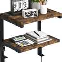 Clamp on Desk Organizer Shelf, Heavy-Duty Desk Extender Side Table with 2-Tier Adjustable Storage Shelves for Desktop Accessories, Gaming Devices, Black